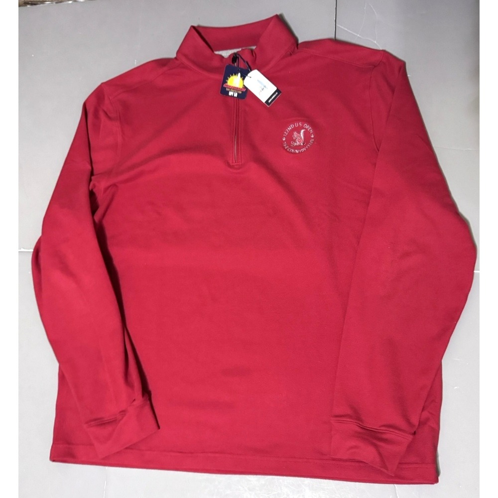 Johnnie O Judd 1/4 Zip L 122nd US Open The Country Club Brookline Red UPF